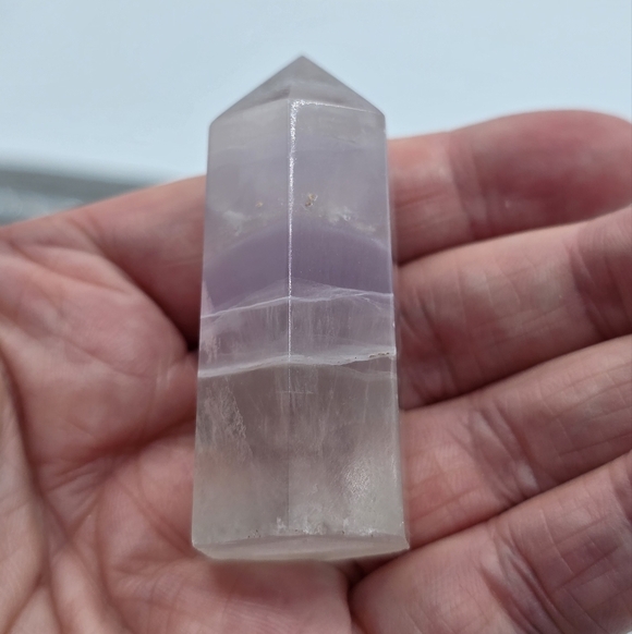 Purple & White Yttrium Fluorite Tower - Picture 5 of 6